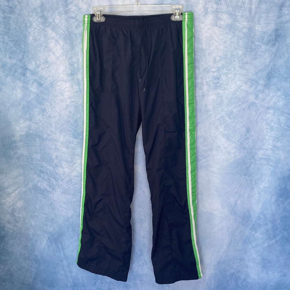💜2for$35💜 Old Navy Navy Track Pants W/ Green Stripe Vintage 2000s Y2K Low Rise